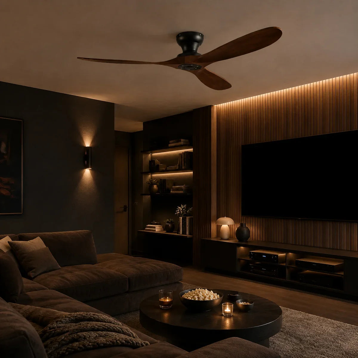 AeroWood | Sleek Low Profile Flush Mount Ceiling Fan with DC Motor