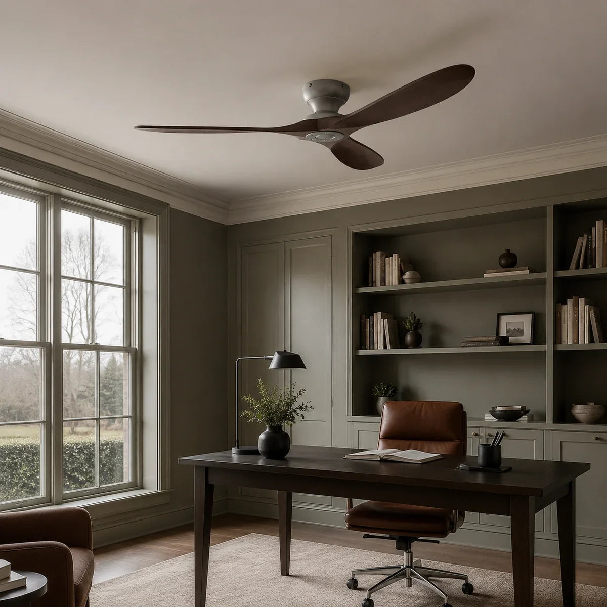 AeroWood | Sleek Low Profile Flush Mount Ceiling Fan with DC Motor
