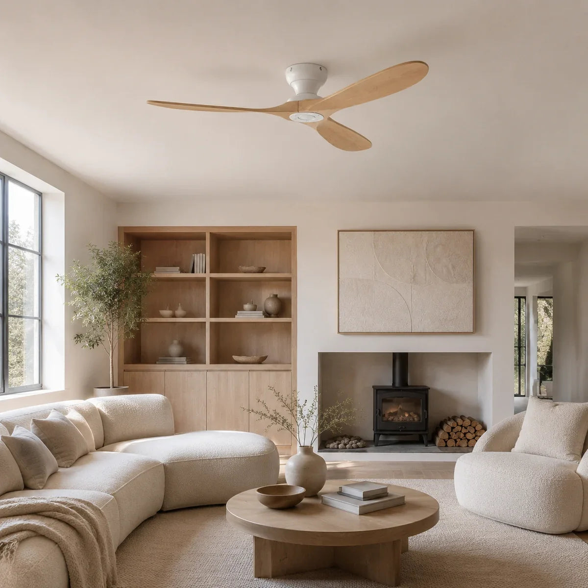 AeroWood | Sleek Low Profile Flush Mount Ceiling Fan with DC Motor