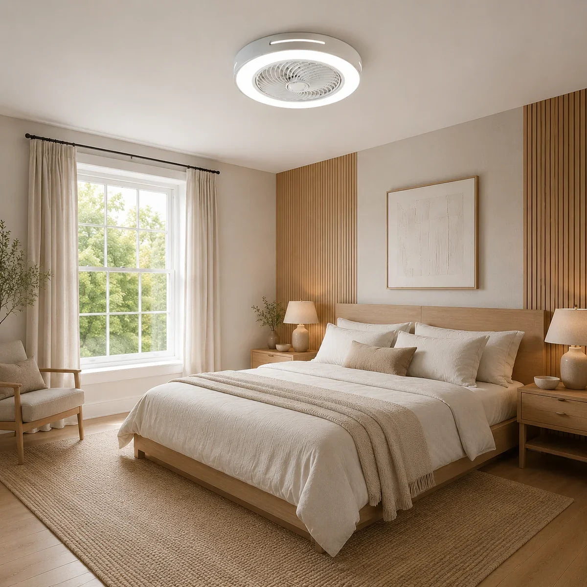 AeroLuxe | Modern Bladeless Ceiling Fan with LED Lighting and Remote Control