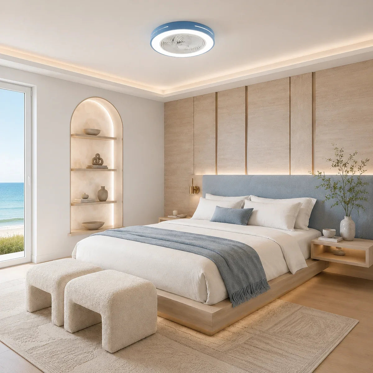 AeroLuxe | Modern Bladeless Ceiling Fan with LED Lighting and Remote Control