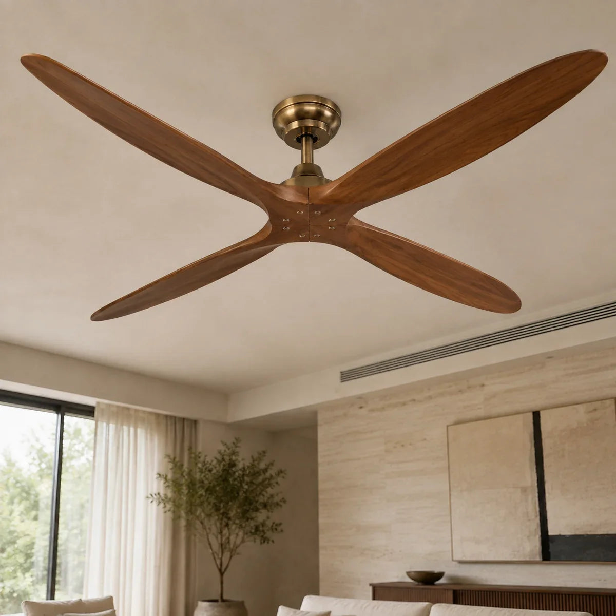 AetherFan | Sleek Low Profile Flush Mount Ceiling Fan with Wood Blades