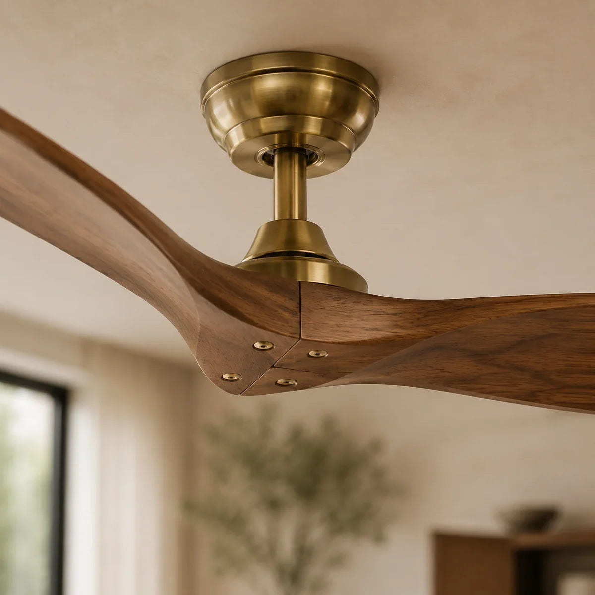 AetherFan | Sleek Low Profile Flush Mount Ceiling Fan with Wood Blades