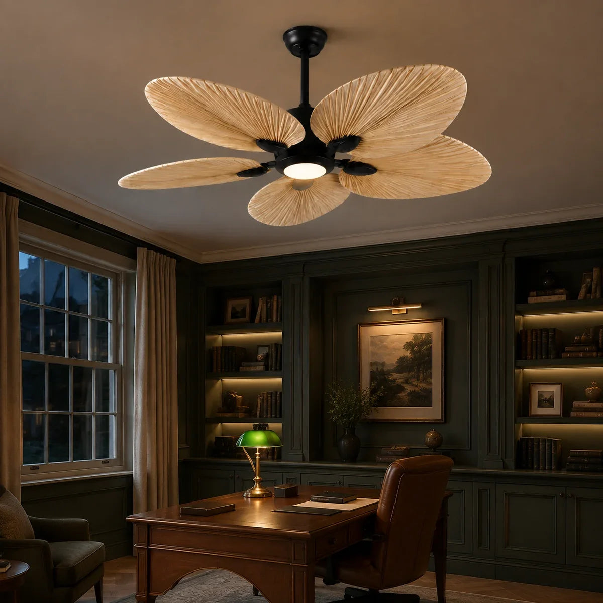 PalmaLeaf | Stylish Quiet Ceiling Fan with Lights and Remote Control