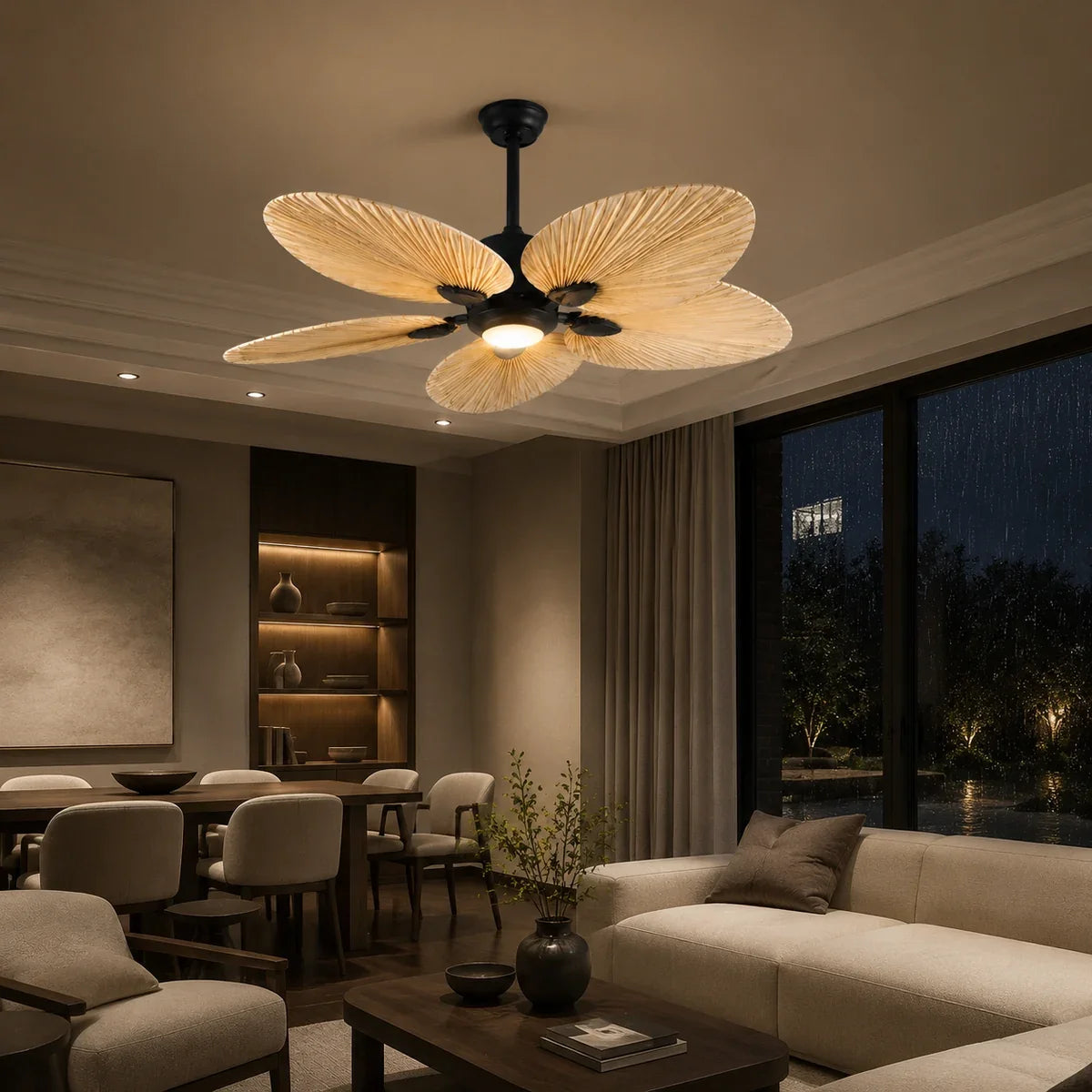 PalmaLeaf | Stylish Quiet Ceiling Fan with Lights and Remote Control