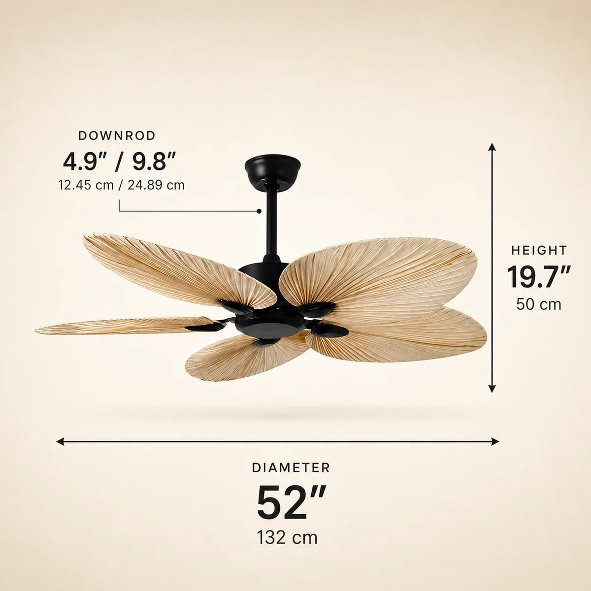 PalmaLeaf | Stylish Quiet Ceiling Fan with Lights and Remote Control
