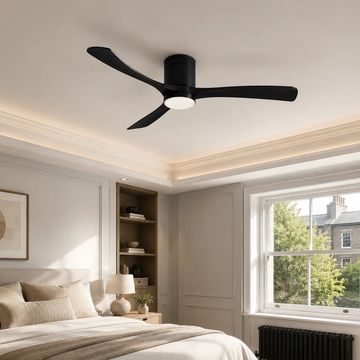 AetherGlow | Sleek Modern Dimmable Flush Mount Ceiling Fan Light