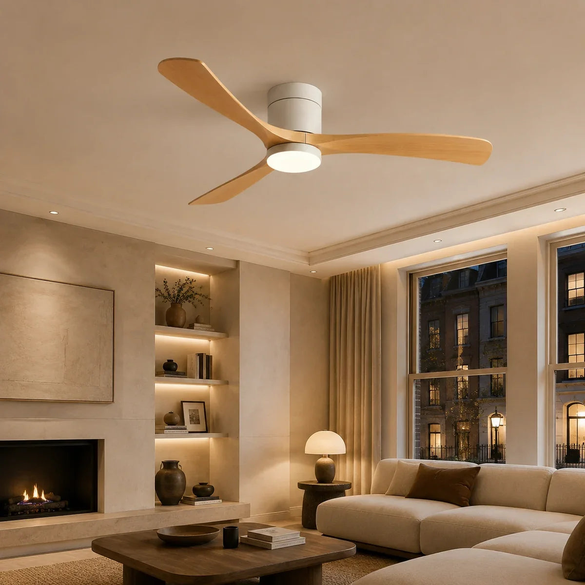 AetherGlow | Sleek Modern Dimmable Flush Mount Ceiling Fan Light