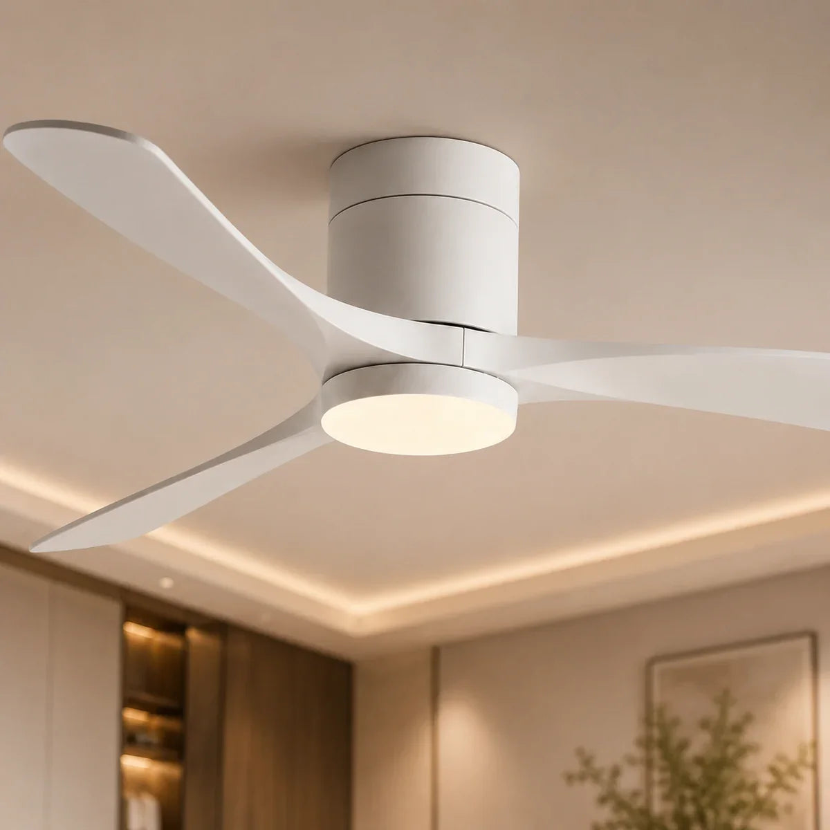 AetherGlow | Sleek Modern Dimmable Flush Mount Ceiling Fan Light