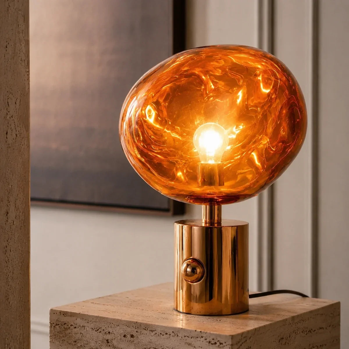 LavaGlow | Elegant Adjustable LED Table Lamp with Rose Gold Base
