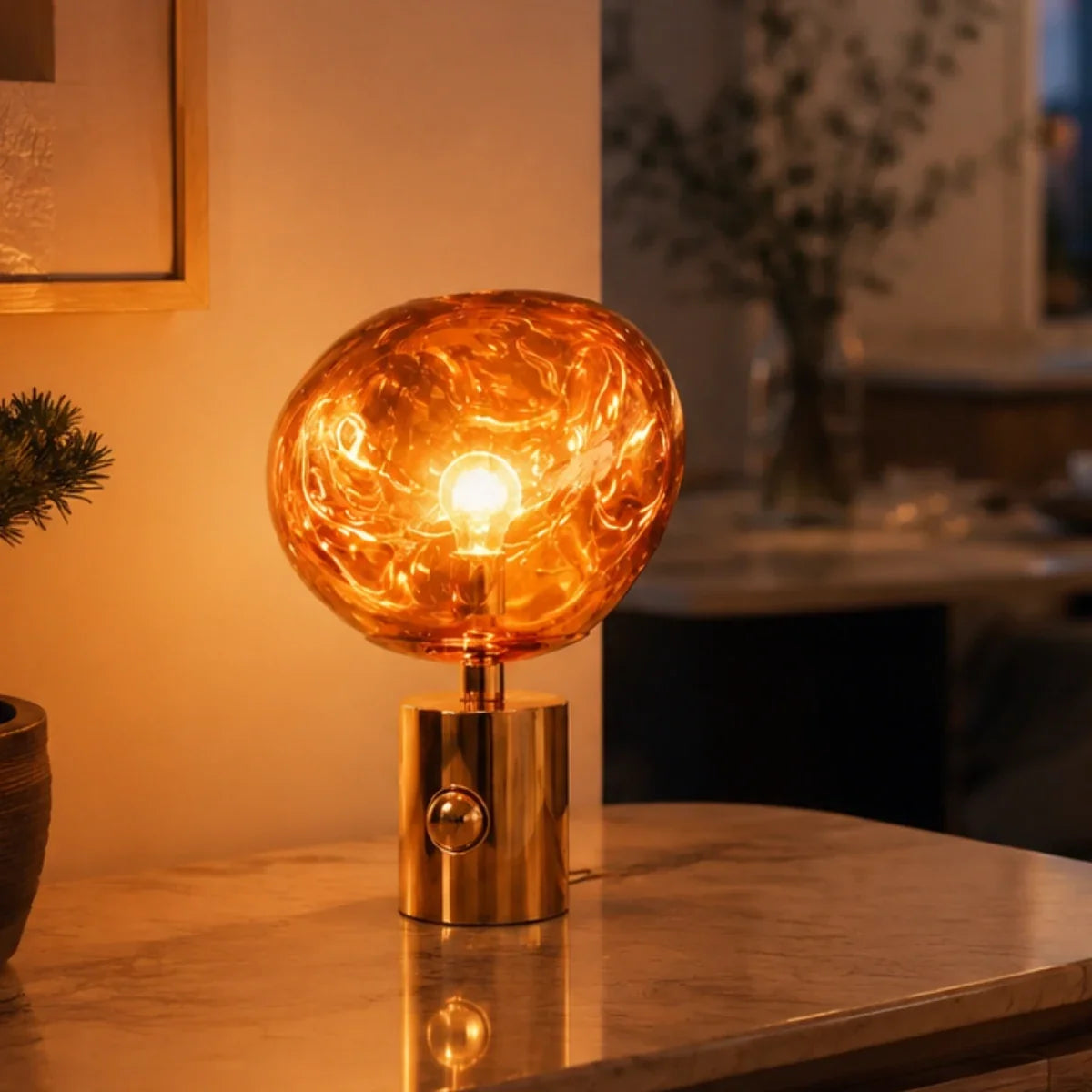 LavaGlow | Elegant Adjustable LED Table Lamp with Rose Gold Base