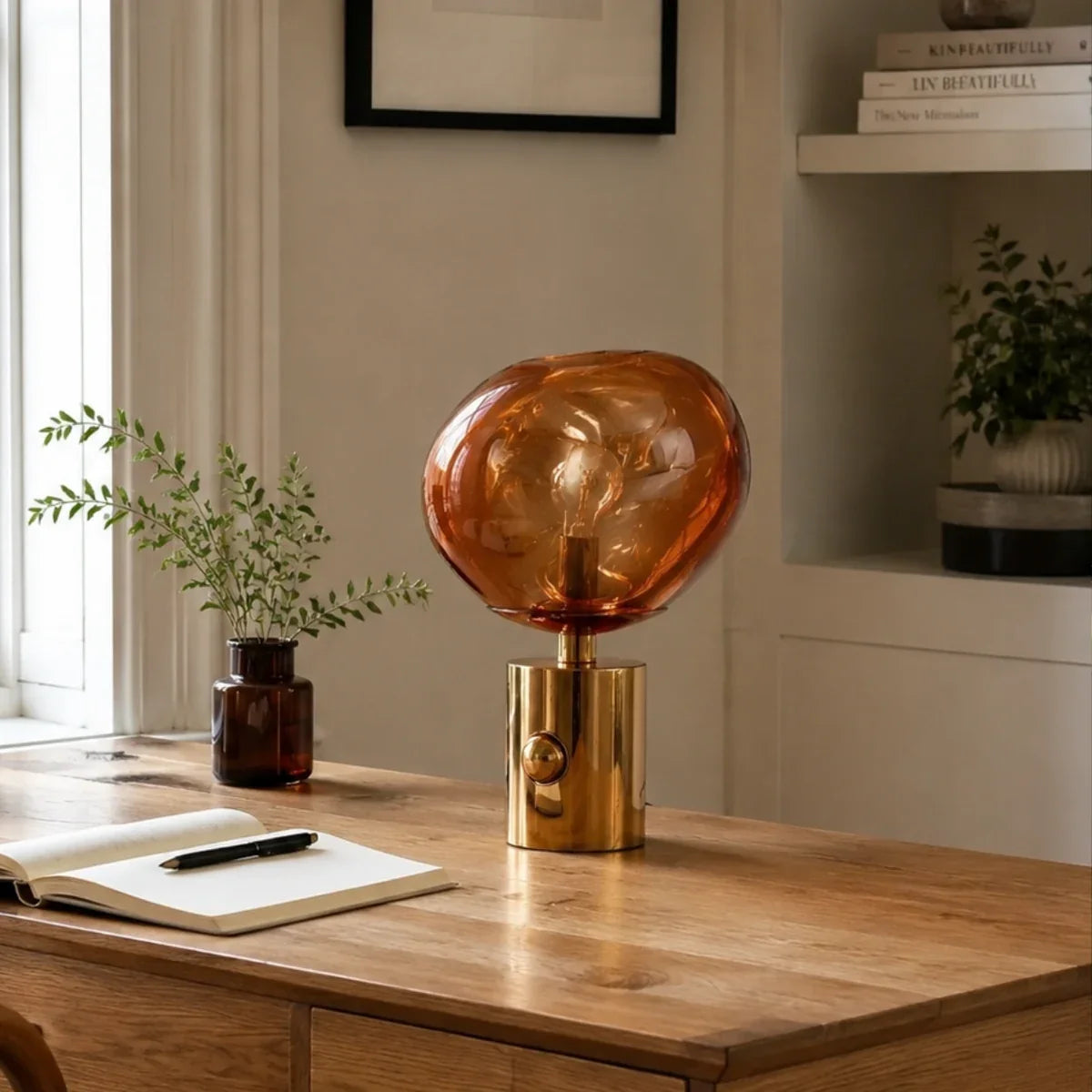 LavaGlow | Elegant Adjustable LED Table Lamp with Rose Gold Base
