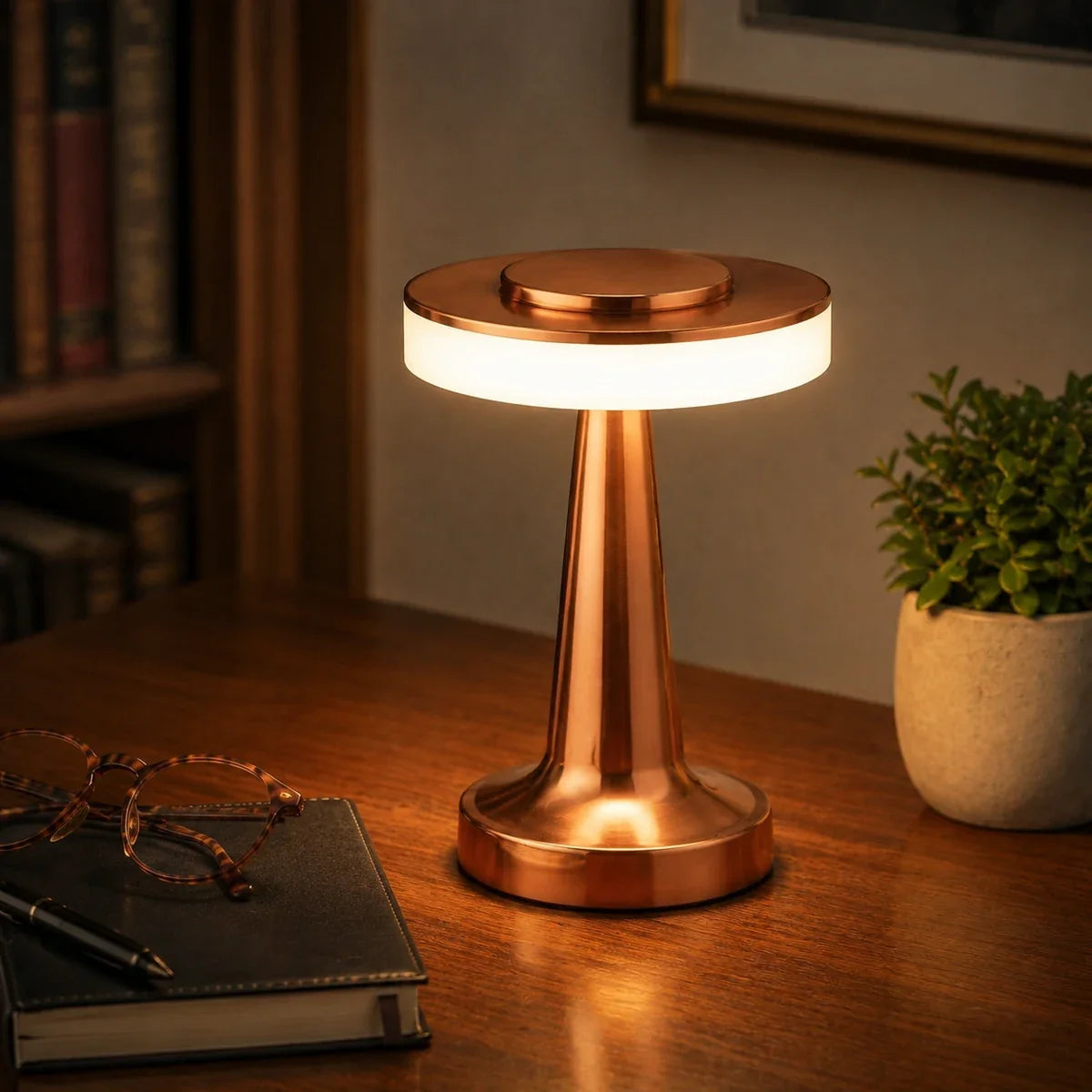 Luminara | Stylish Rechargeable Aluminum Table Lamp with Dimming Feature
