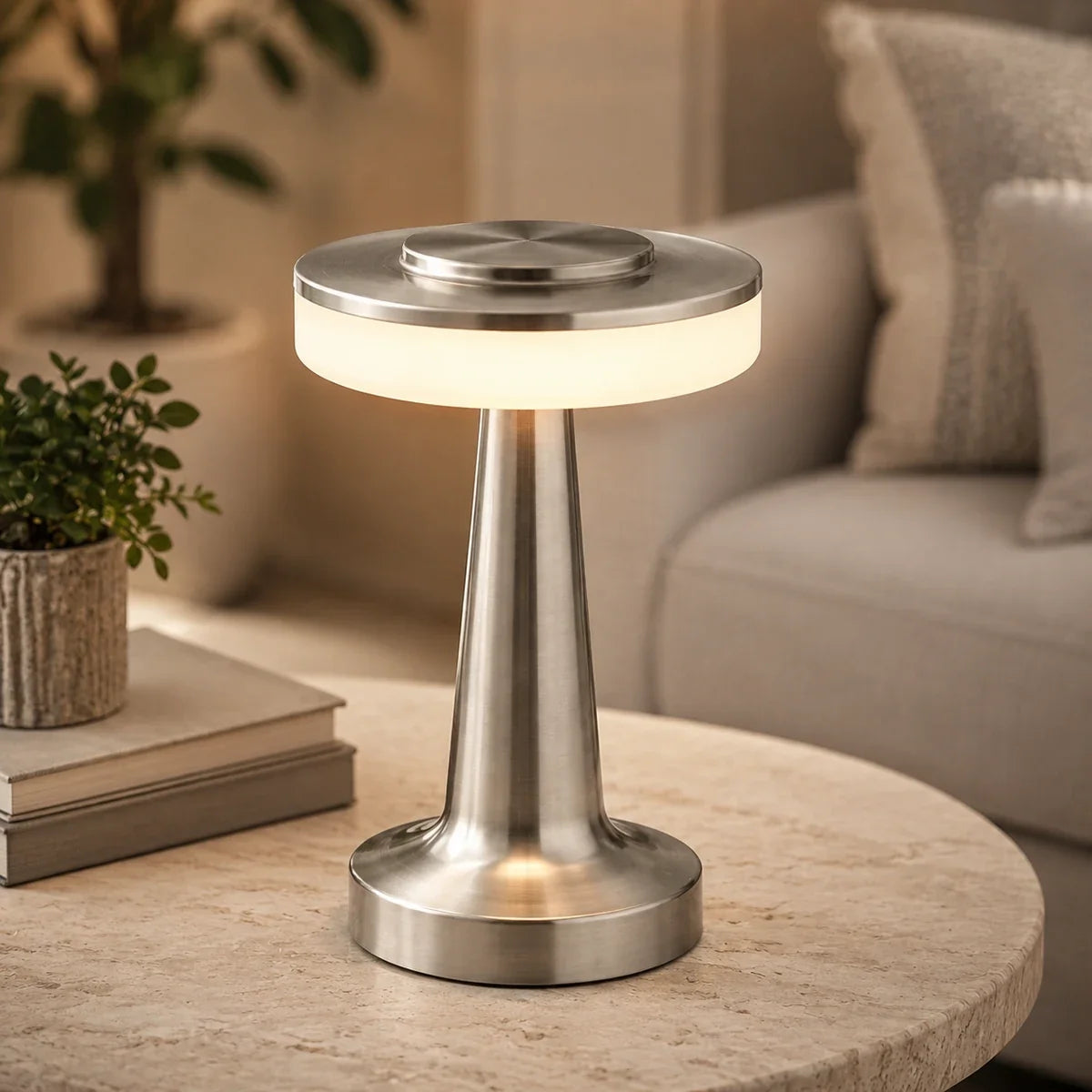 Luminara | Stylish Rechargeable Aluminum Table Lamp with Dimming Feature