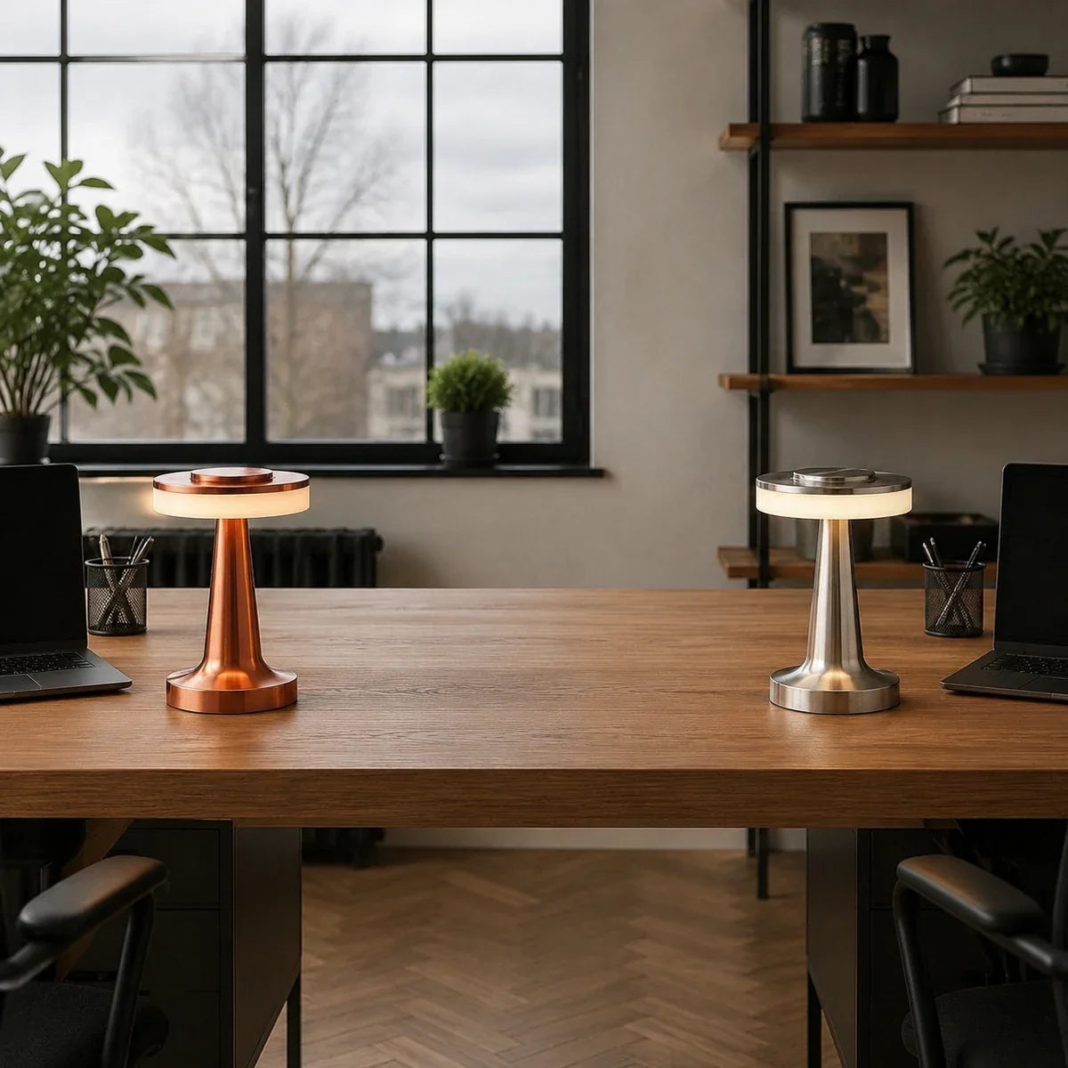 Luminara | Stylish Rechargeable Aluminum Table Lamp with Dimming Feature