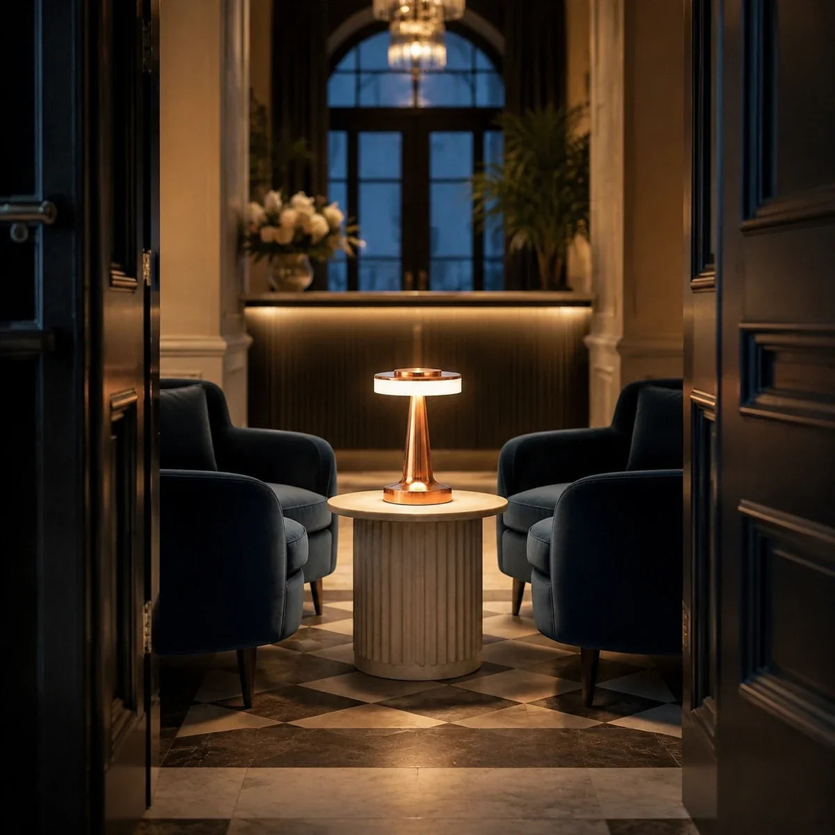 Luminara | Stylish Rechargeable Aluminum Table Lamp with Dimming Feature