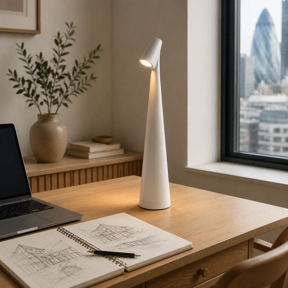 Luminara | Modern Adjustable Metal LED Table Lamp with Dimming Features