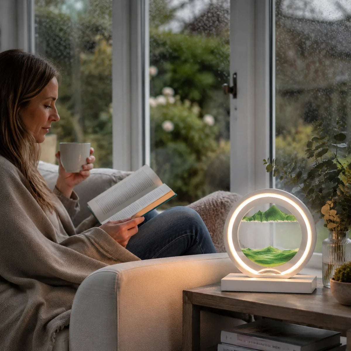 QuicksandGlow | Artistic Rotatable LED Desk Lamp with Unique Sand Art