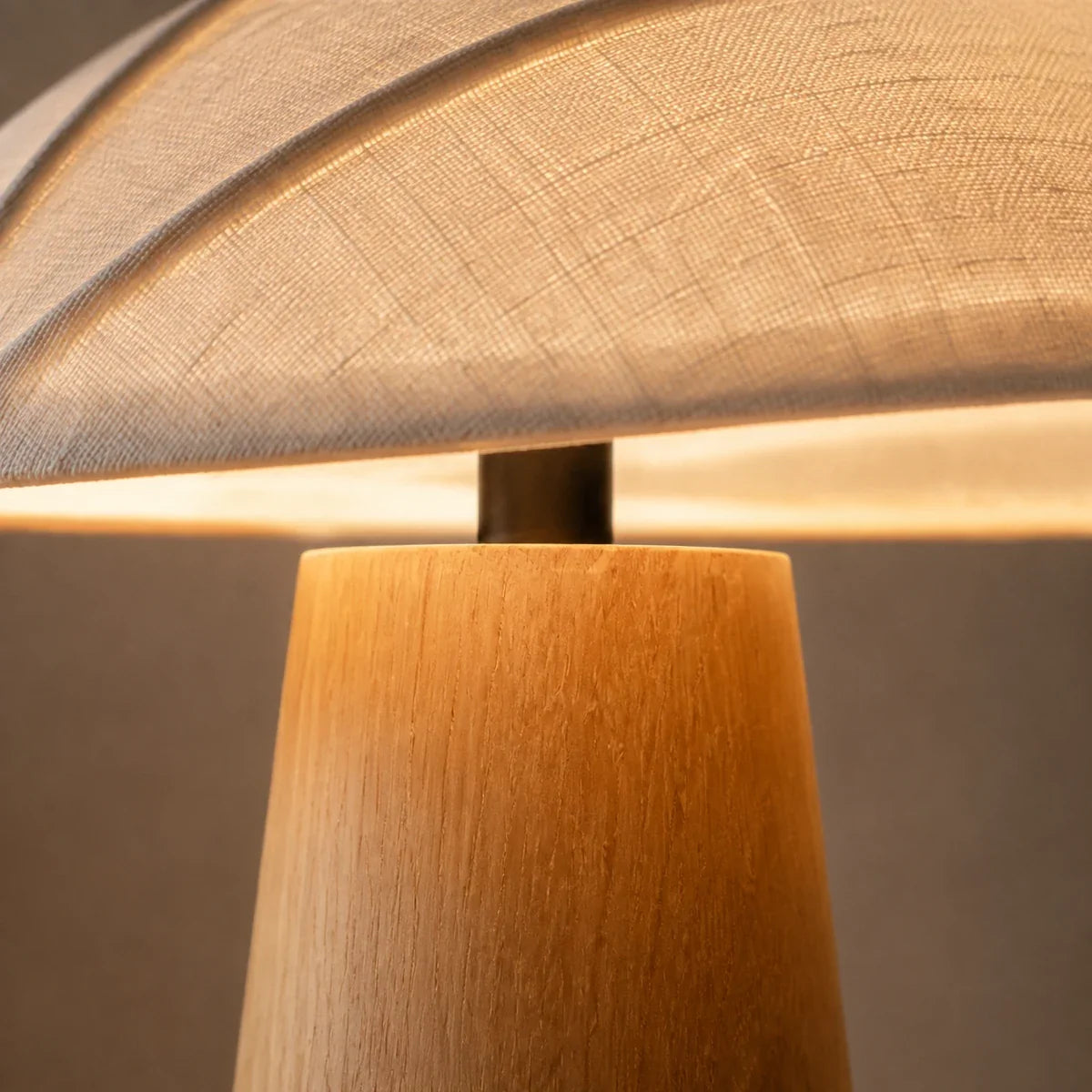 Luminara | Elegant Compact Wooden Base Fabric Shade Table Lamp