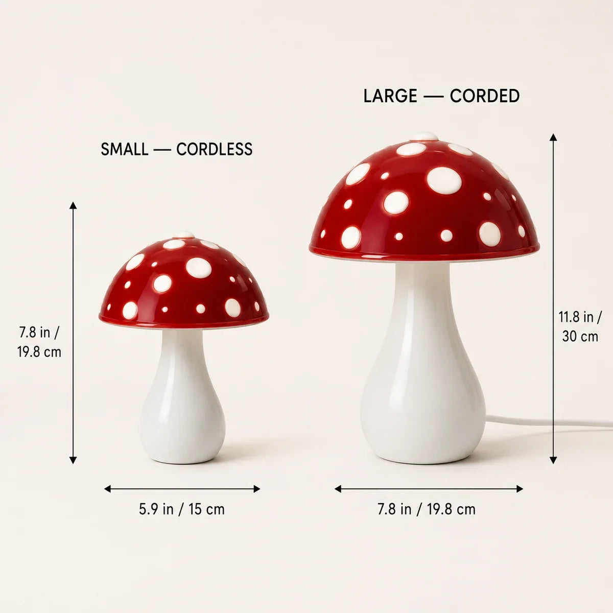 MushroomGlow | Stylish Dimmable Cordless Table Lamp with Aluminum Base