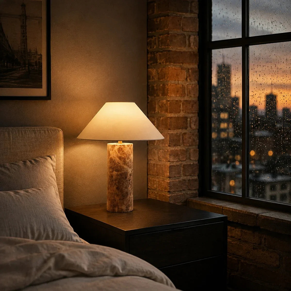 MarbleGlow | Elegant Minimalist LED Table Lamp for Bedside or Desk