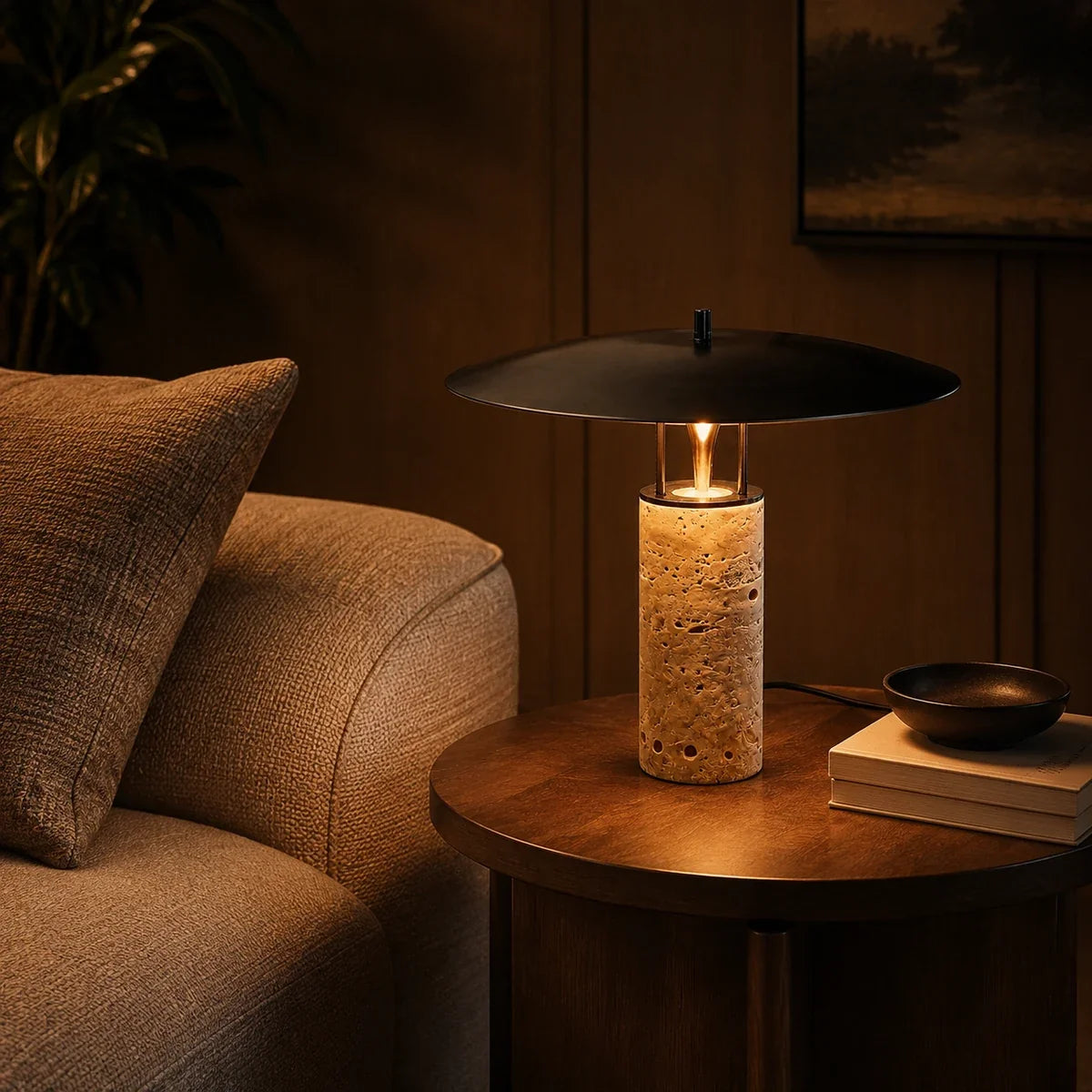 TravertineGlow | Elegant Modern Nordic Table Lamp for Bedroom & Living Room