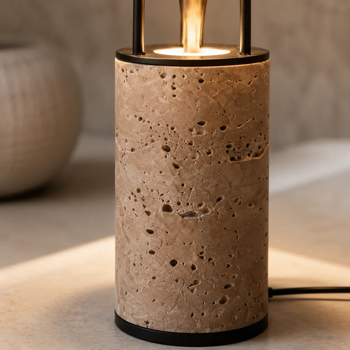 TravertineGlow | Elegant Modern Nordic Table Lamp for Bedroom & Living Room