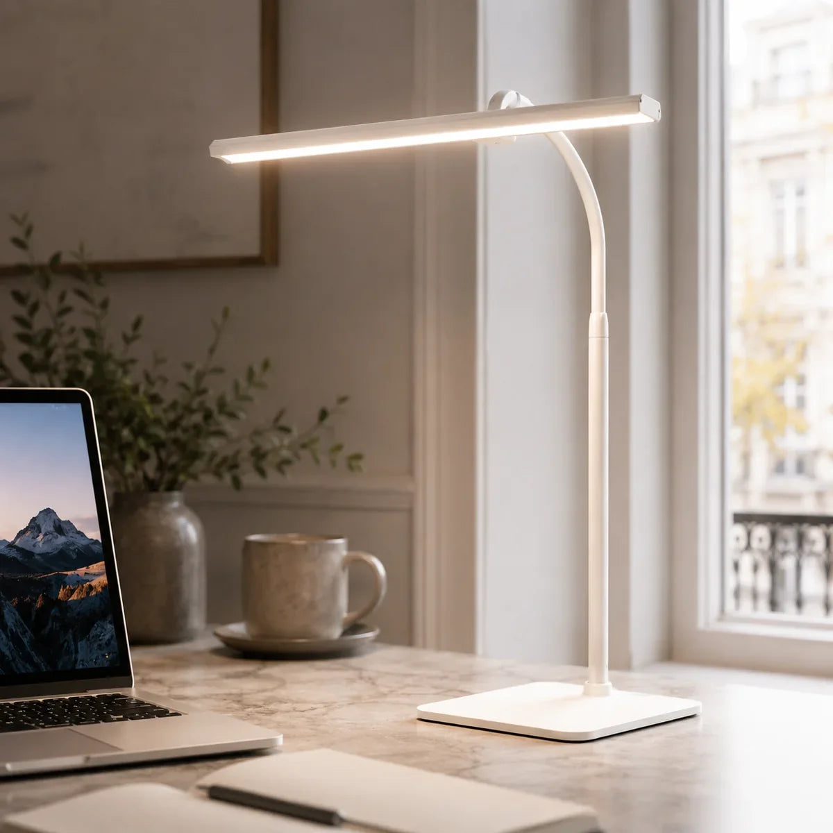 Luminara | Sleek Adjustable Dimmable LED Desk Lamp with Frosted Glass Shade