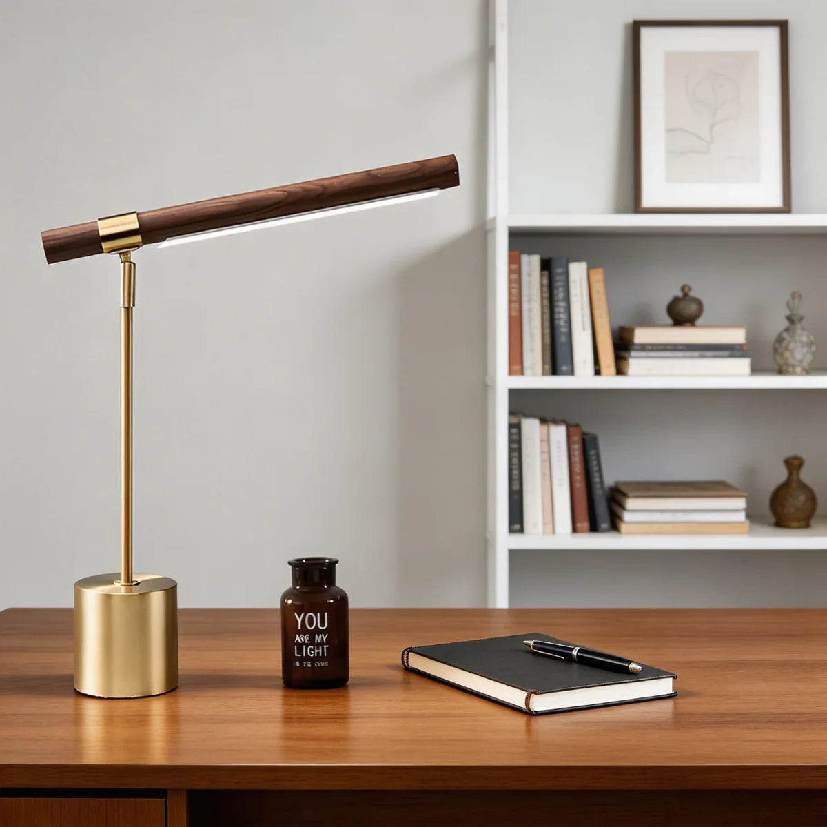 LuminaWood | Stylish Adjustable LED Desk Lamp with USB Charging Port