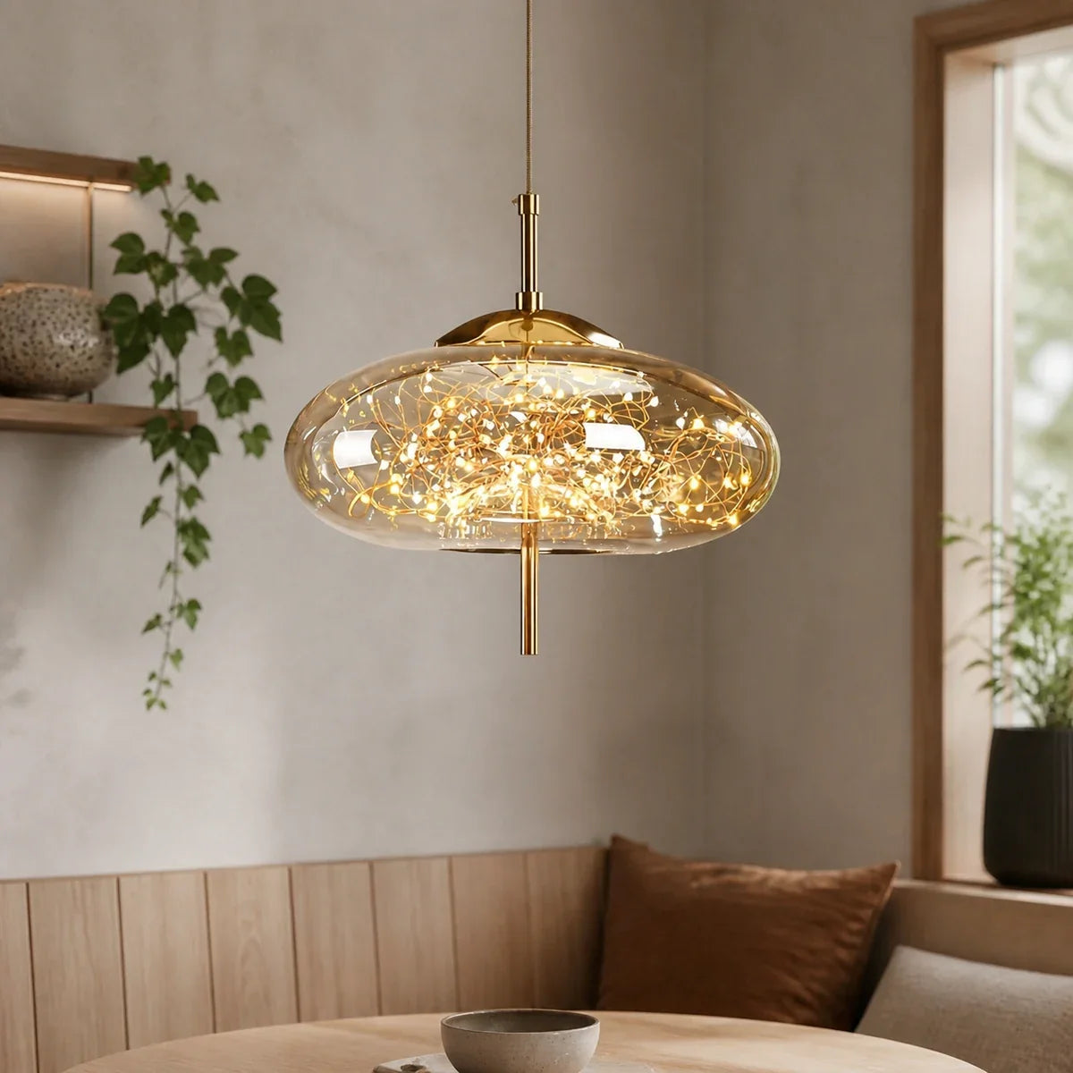 AetherGlow | Modern Adjustable Smoky Glass Kitchen Pendant Lighting