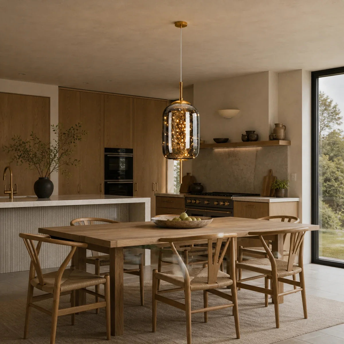 AetherGlow | Modern Adjustable Smoky Glass Kitchen Pendant Lighting