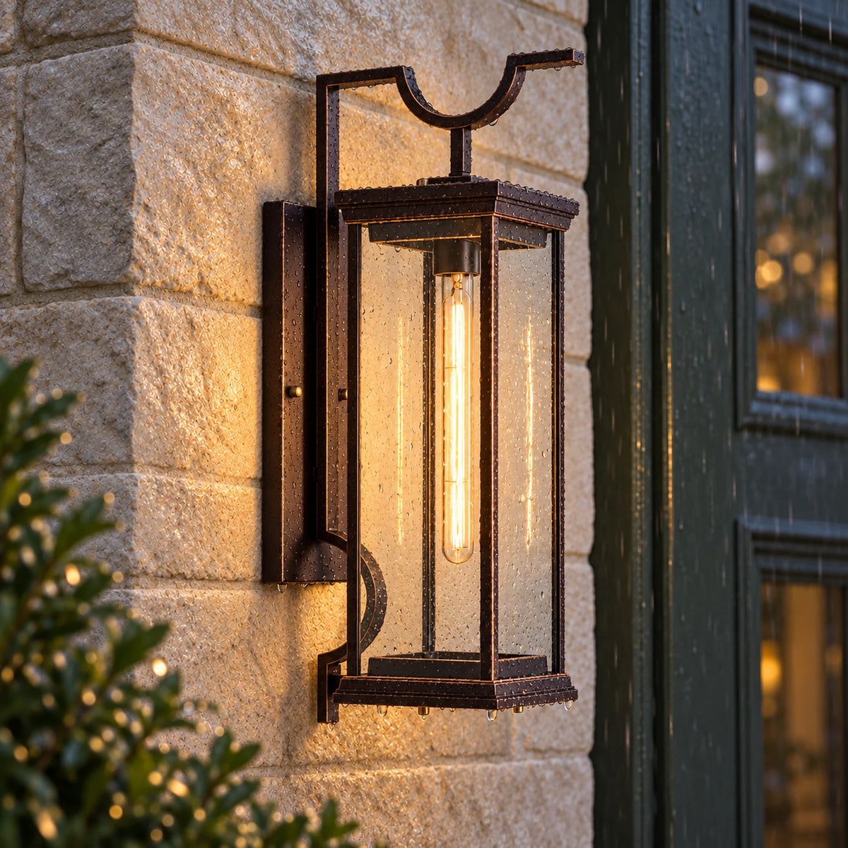 BronzeAura | Elegant Traditional Outdoor Wall Lantern with Clear Glass, Coffee Bronze Finish & IP65 Protection