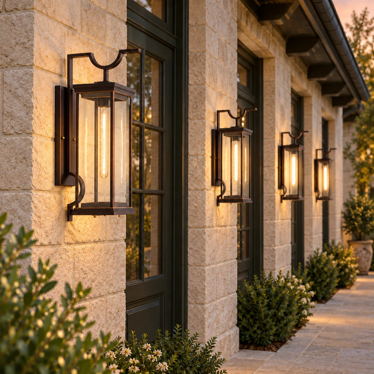 BronzeAura | Elegant Traditional Outdoor Wall Lantern with Clear Glass, Coffee Bronze Finish & IP65 Protection