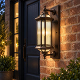 BronzeGlow | Classic Outdoor Wall Lantern with Clear Glass, Bronze Gold Finish & IP65 Protection