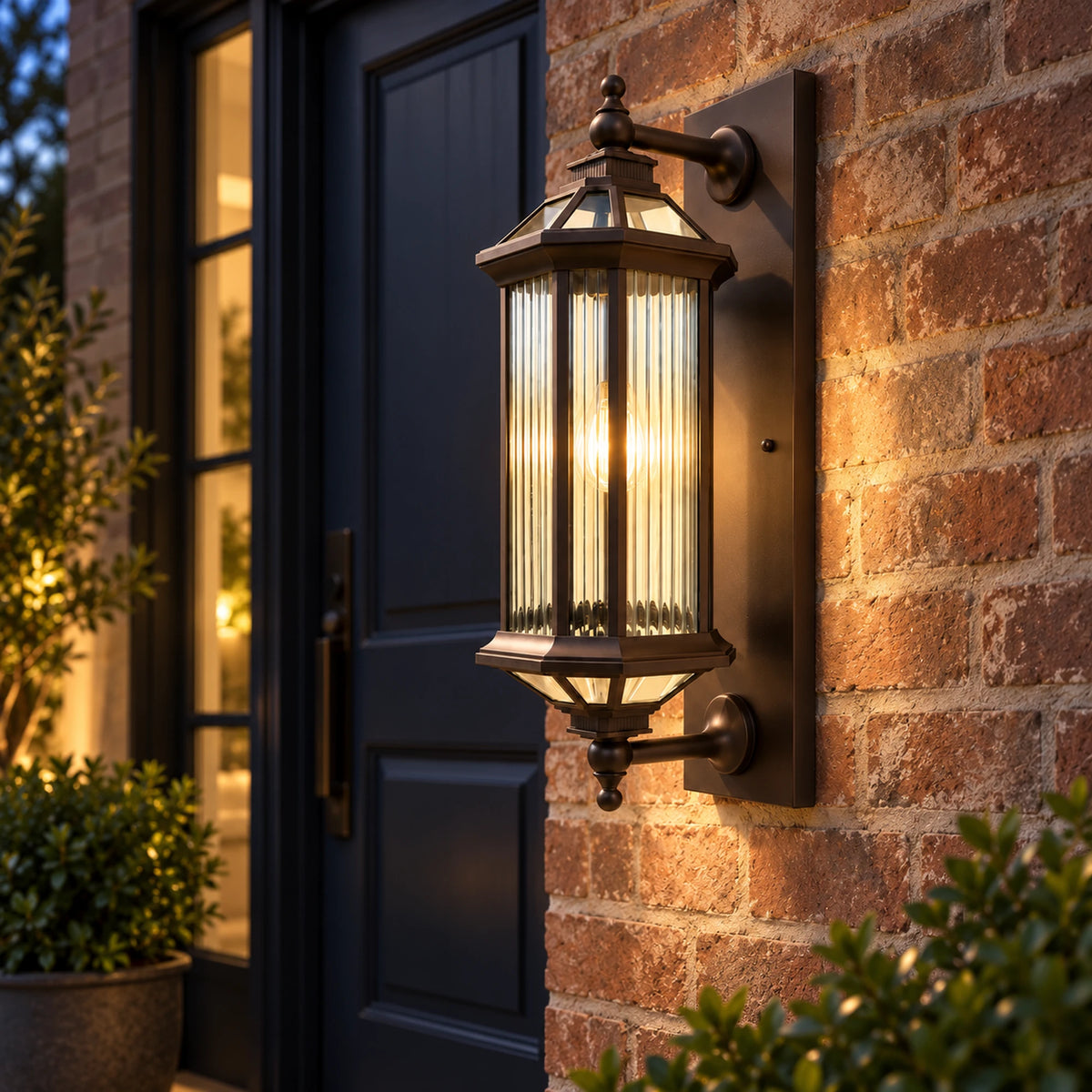 BronzeGlow | Classic Outdoor Wall Lantern with Clear Glass, Bronze Gold Finish & IP65 Protection