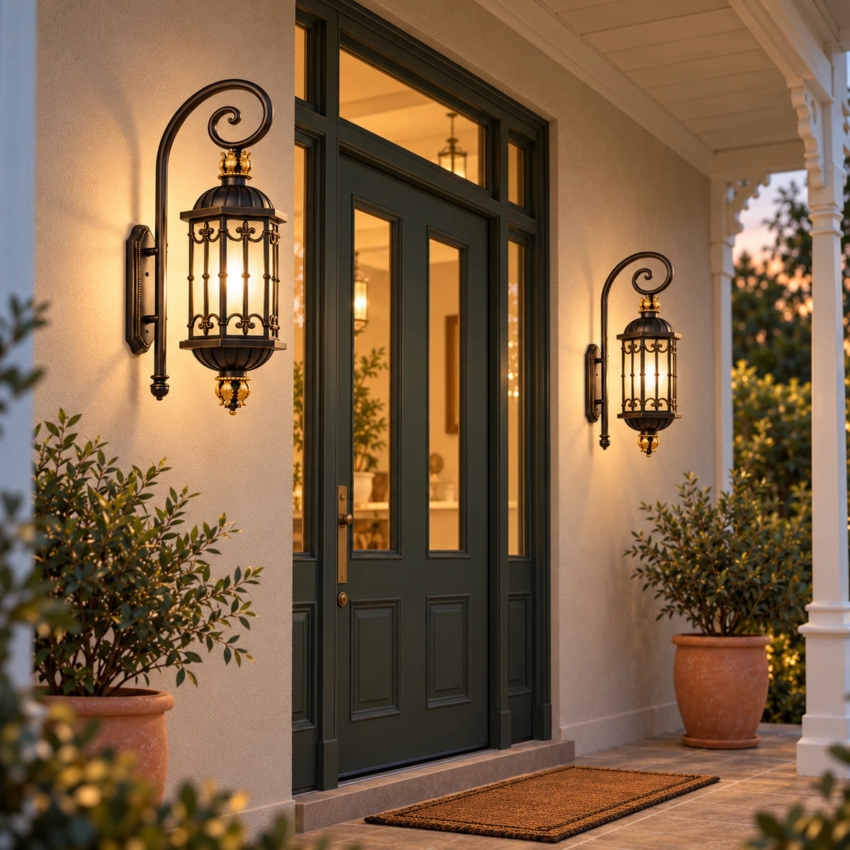 BronzeMist | Elegant Traditional Outdoor Wall Lantern with Acid-Etched Glass, Sand Bronze Finish & IP65 Protection