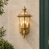 BrassLuxe | Classic Stylish Outdoor Wall Lantern with Clear Glass