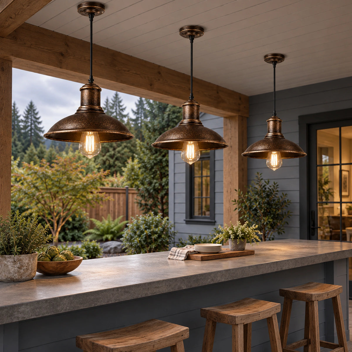 IronCraft | Stylish Industrial Outdoor Hanging Pendant Light Fixture