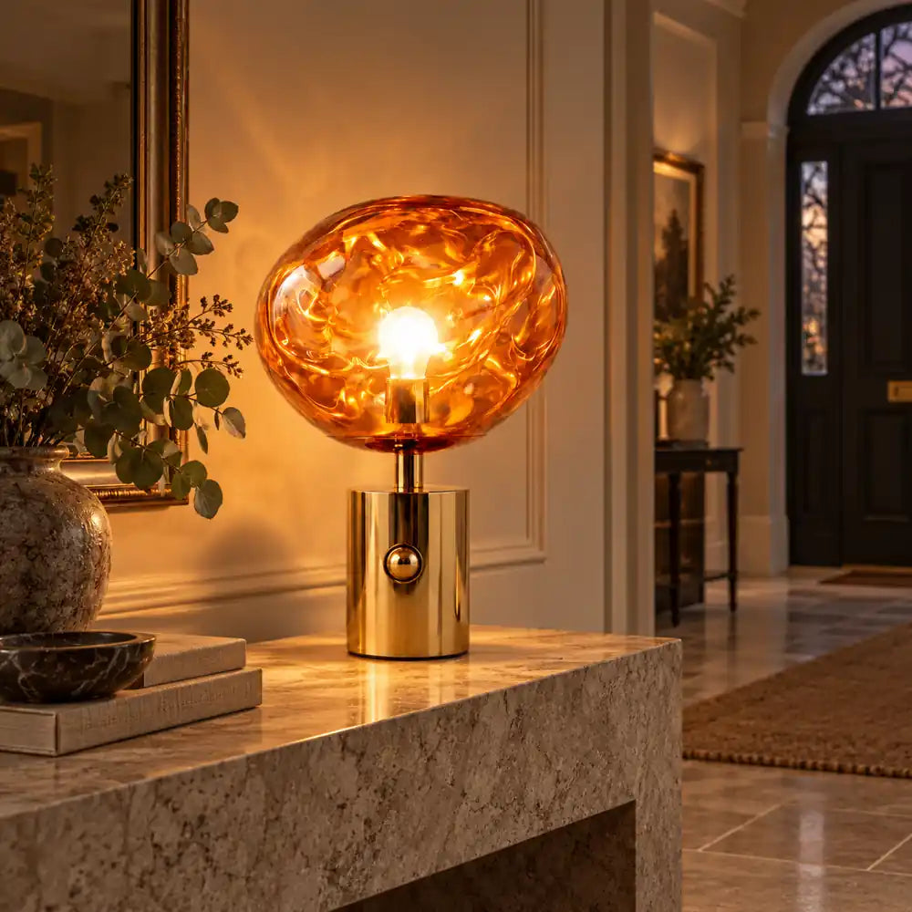 LavaGlow | Elegant Adjustable LED Table Lamp with Rose Gold Base