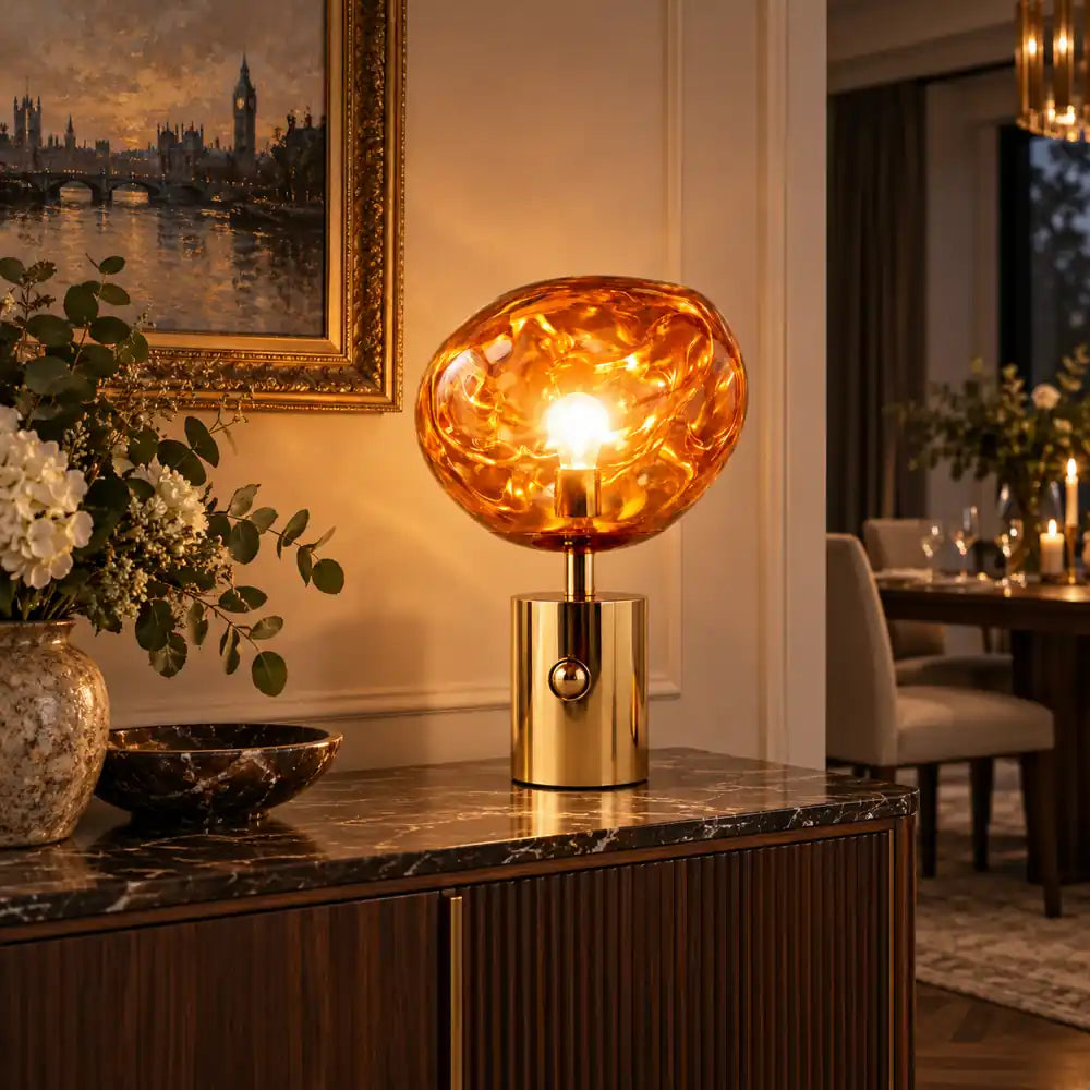 LavaGlow | Elegant Adjustable LED Table Lamp with Rose Gold Base