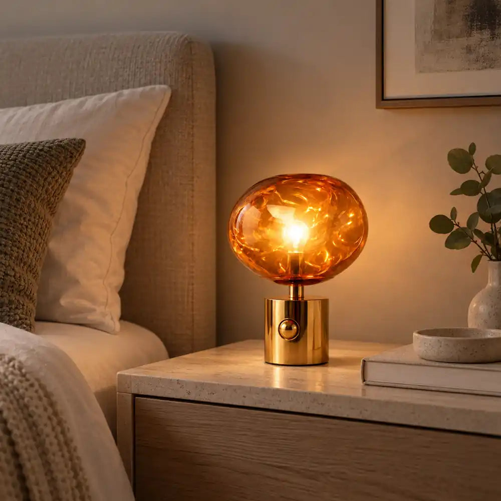 LavaGlow | Elegant Adjustable LED Table Lamp with Rose Gold Base