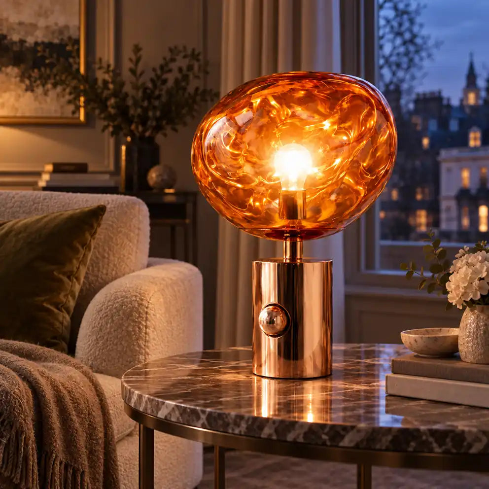 LavaGlow | Elegant Adjustable LED Table Lamp with Rose Gold Base