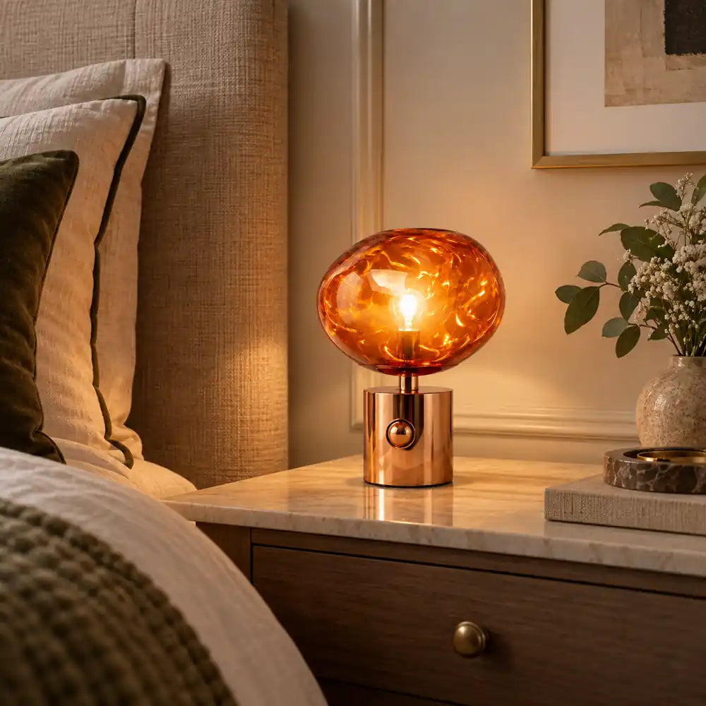 LavaGlow | Elegant Adjustable LED Table Lamp with Rose Gold Base