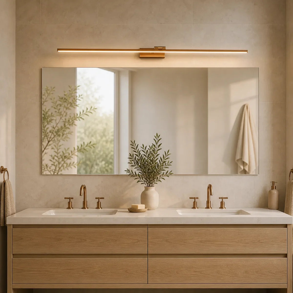 Luminara | Modern Adjustable Copper Bathroom Vanity Light Bar with Acrylic Shade