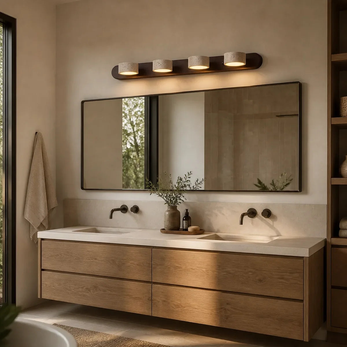 RusticaBeam | Charming Rustic Wood Bathroom Wall Light Fixture