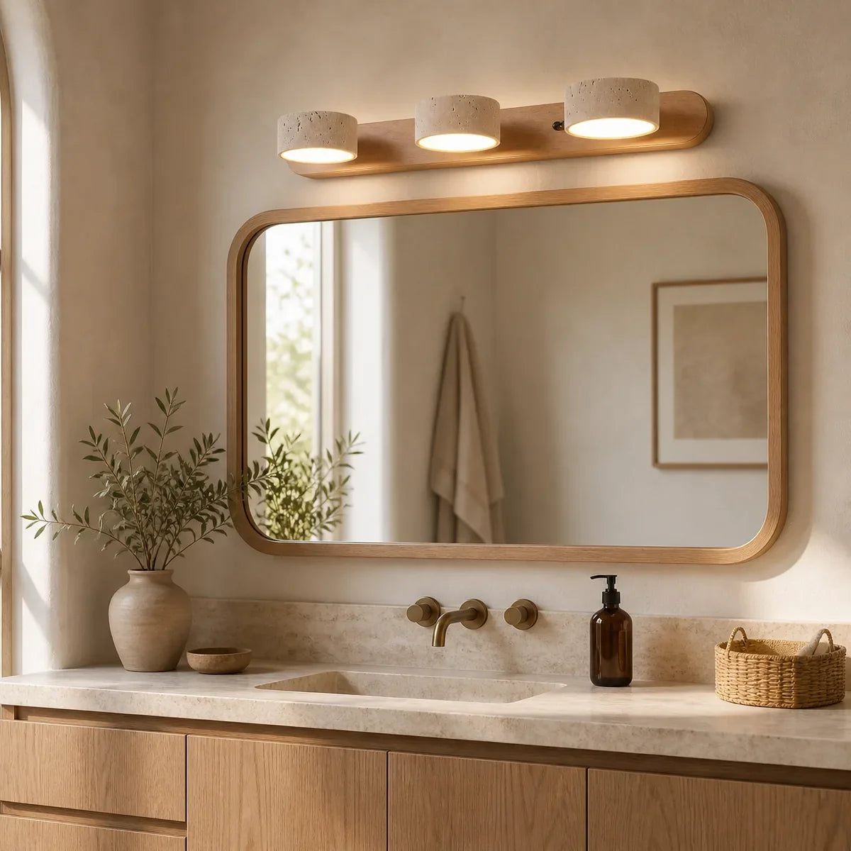 RusticaBeam | Charming Rustic Wood Bathroom Wall Light Fixture
