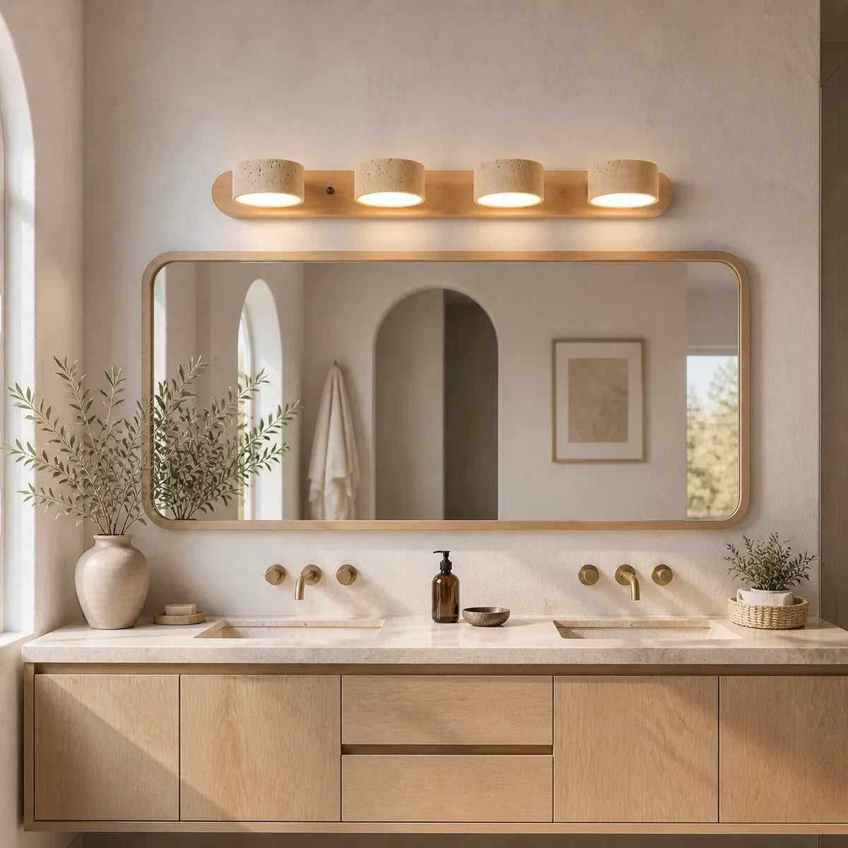 RusticaBeam | Charming Rustic Wood Bathroom Wall Light Fixture