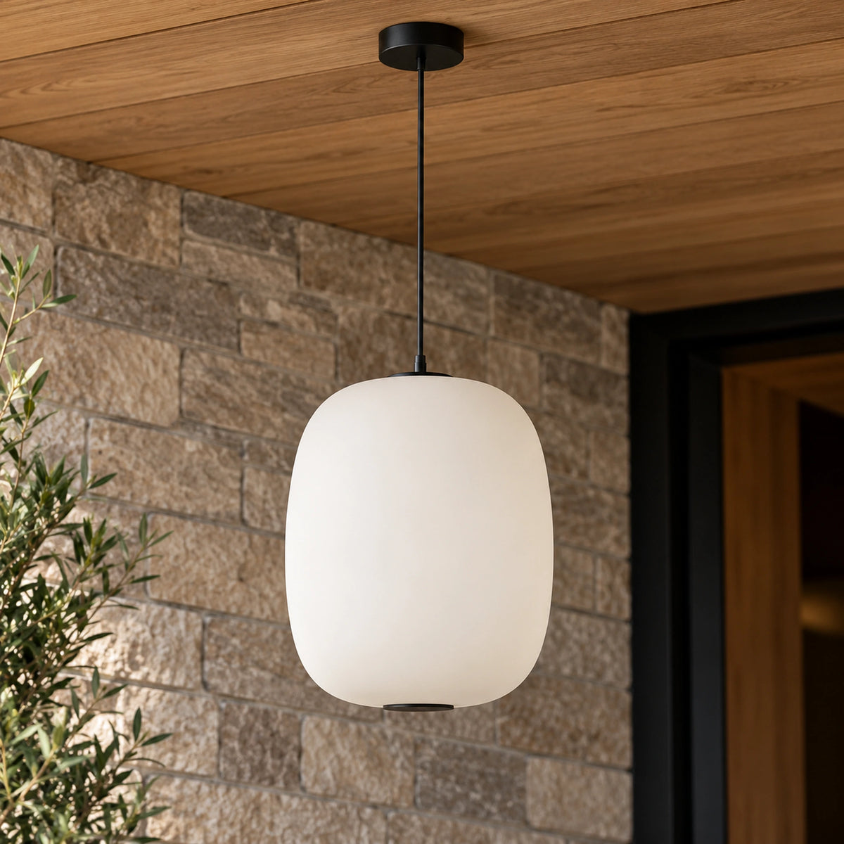 Shizora | Serene Modern Outdoor Pendant Light with Warm 3000K LED, Aluminium & PE Shade, IP65