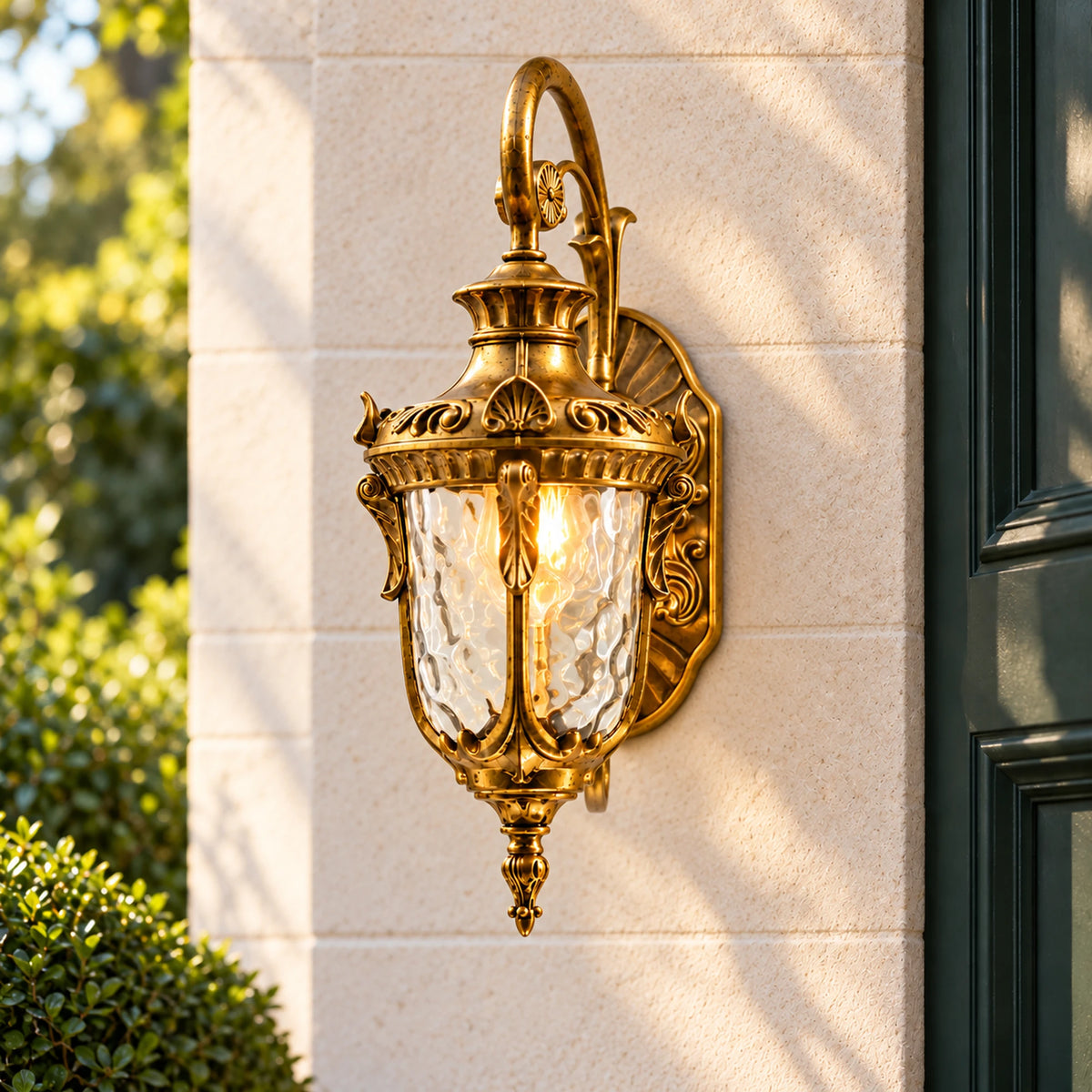 Flutera | Elegant Textured Glass Outdoor Wall Lantern Fixture