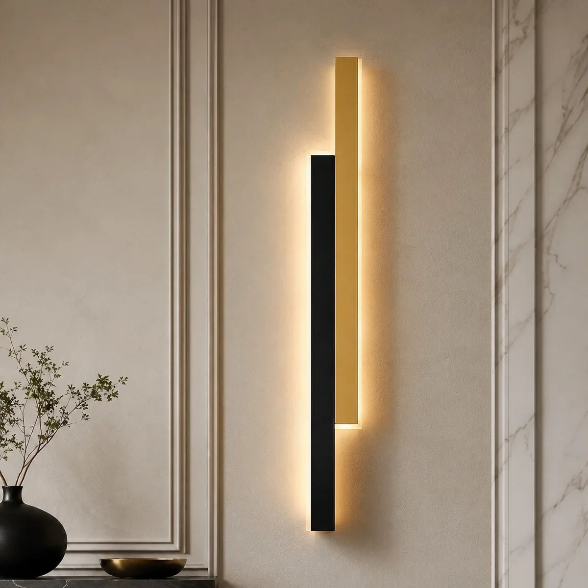 Lumenara | Twin-Rail Iron & Acrylic Linear Wall Sconce